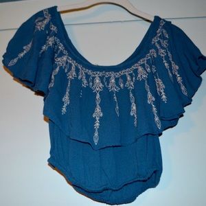 PACSUN LA Hearts Off-Shoulder Crop Top